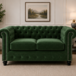 Nicole Sofa Green – 2 Seater Stylish Velvet Sofa