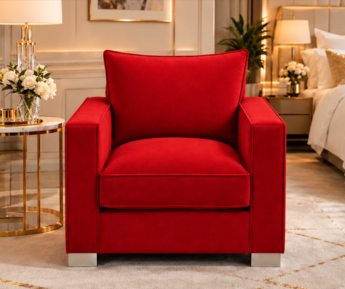 55556 Sloane Premium Single Sofa - Sloane Single Seater Sofa – Comfortable Soft Upholstered Sofa - Image 1