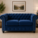 Nicole Sofa Blue – Two Seater Velvet Sofa