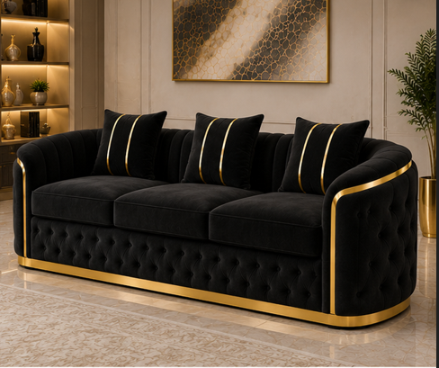 75745 Sofa 3-Seater - Madrid 3-Seater Sofa – Stylish Soft Cushion Living Sofa - Modern Stylish Fabric Sofa - Image 1