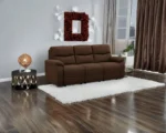 Brown Fabric Recliner Sofa – Modern 3 Seater Living Room Sofa - Image 3