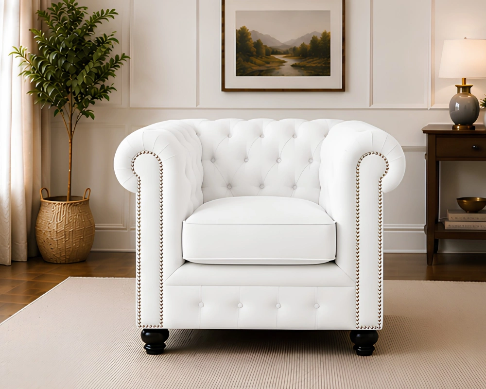 Chesterfield Fabric 1-Seater Armchair Nicole Sofa Velvet – Luxury Sofa - Nicole One Seater Sofa - Image 1