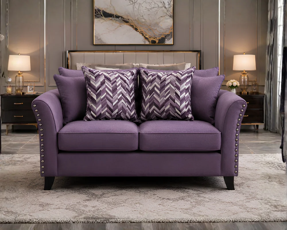 Harrison Purple Velvet 3 Seater Sofa _ Luxury Upholstered Couch _ Modern Living Room Furniture Harrison Luxury Sofa – Comfortable Family Seating - Image 1