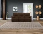 Brown Fabric Recliner Sofa – Modern 3 Seater Living Room Sofa