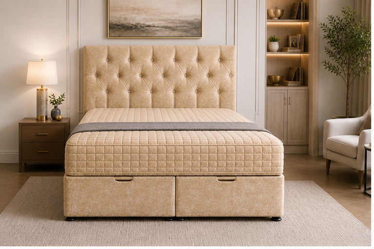 1 Stylish Double Ottoman Storage Bed Frame - Image 1