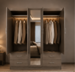 5 Door Wooden Wardrobe - 5 Door Wardrobe with 4 Drawers - Image 3