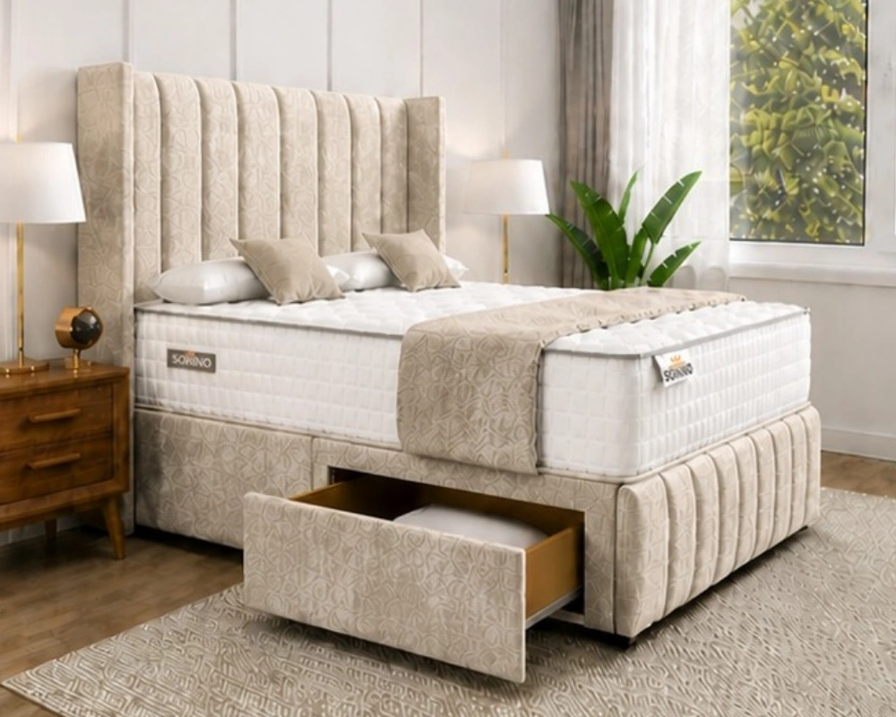 1 Plush Comfort Design with Convenient Side Storage Drawers King Size Divan Bed with Simple Storage Solution - King Size Bed - Image 1
