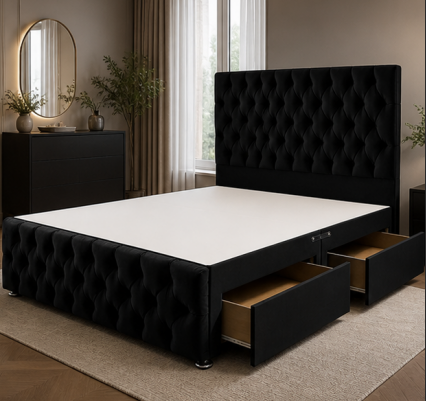 1.2 Luxury Upholstered King Size Divan Bed Frame – Soft & Durable - Image 1