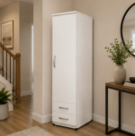 Modern Wooden One Door Wardrobe with Two Drawers - Image 3