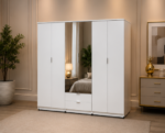 Royal Classic 6 Door Wardrobe with 2 Mirrors with 2 Drawers - Elegant Bedroom Storage Solution - Image 2
