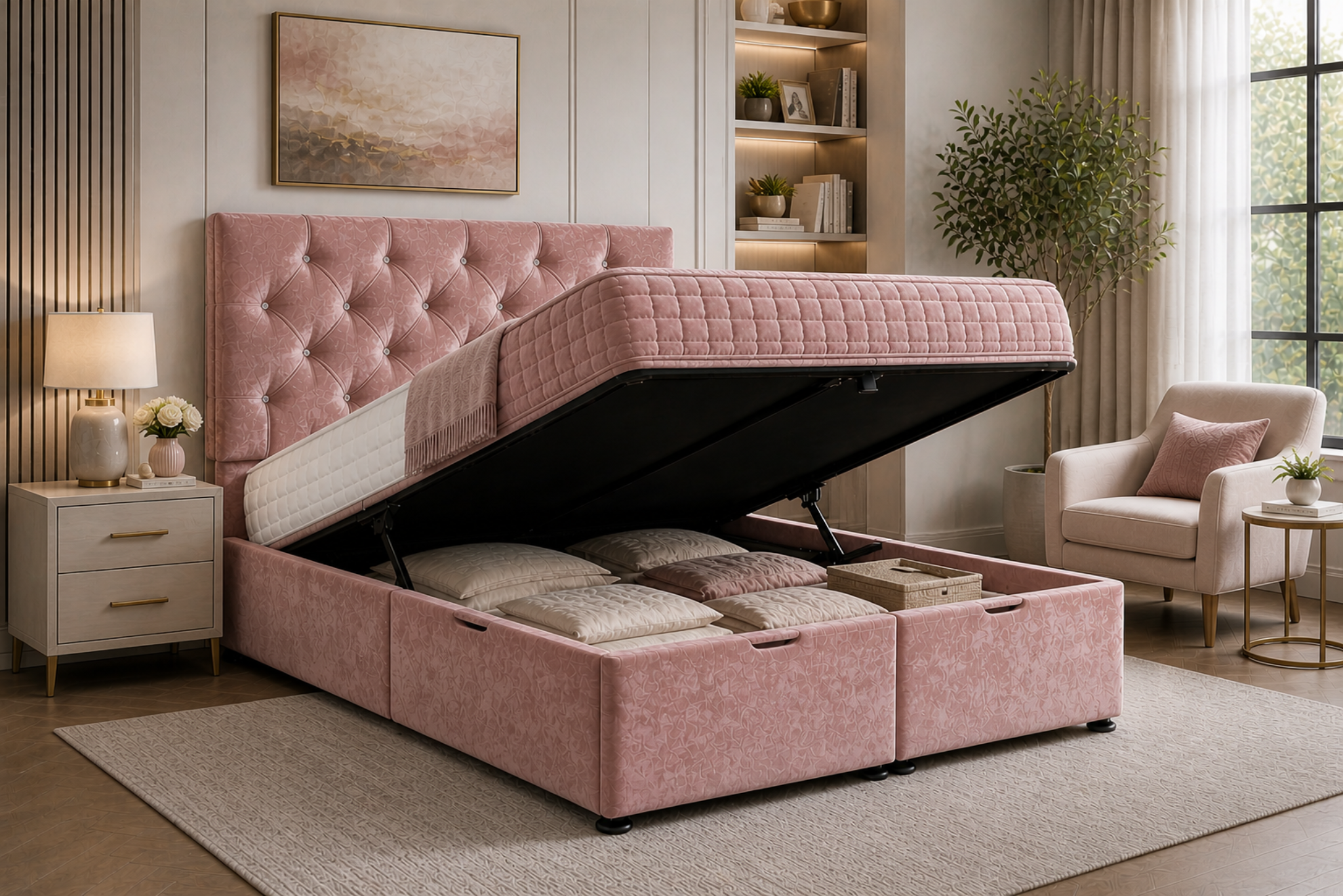 11 Ottoman King Size Bed Frame with Storage - Image 1