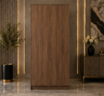 Contemporary Wooden Closet with Mirror and Drawers - Multi Storage 2 Door Wardrobe with 3 Drawers - Image 3