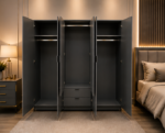 Wooden Wardrobe with 2 Drawers and with 2  Mirrors - Image 2
