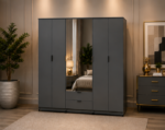 Wooden Wardrobe with 2 Drawers and with 2  Mirrors