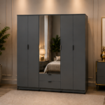 Wooden Wardrobe with 2 Drawers and with 2  Mirrors