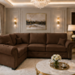 Brown Sofa - Ashwin Corner 4 Seater Sofa - L Shape Sofa