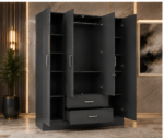 Royal Luxury 4 Door Wardrobe with 1 Mirror - Wardrobe with 2 Drawers - Image 2