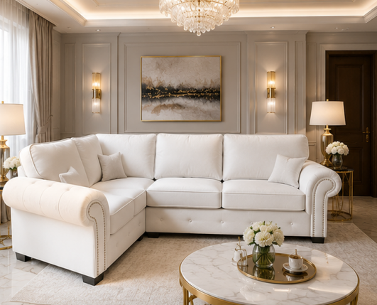 2 4 Seater Sofa - Ashwin Sofa - Ashwin 4 Seater Sofa - White 4 Seater Corner Sofa - Image 1