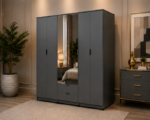 Wooden Wardrobe with 2 Drawers and with 2  Mirrors - Image 4