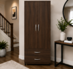 Wooden Two Door Wardrobe with Two Drawers - Image 3