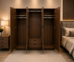 Classic Premium 6 Door Wardrobe with Mirror - Luxury Storage Cabinet with Drawers