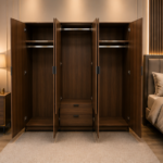 Classic Premium 6 Door Wardrobe with Mirror - Luxury Storage Cabinet with Drawers
