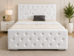 Luxury White King Size Bed Frame - King Size Bed with Stylish Headboard - Image 2