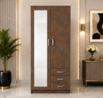 Compact 2 Door Wardrobe with Mirror and Drawer Storage - Wardrobe - Image 5
