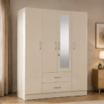 4 Door Wardrobe with 1 Mirror & 2 Drawers - Elegant 4 Door Wardrobe with Storage Drawers
