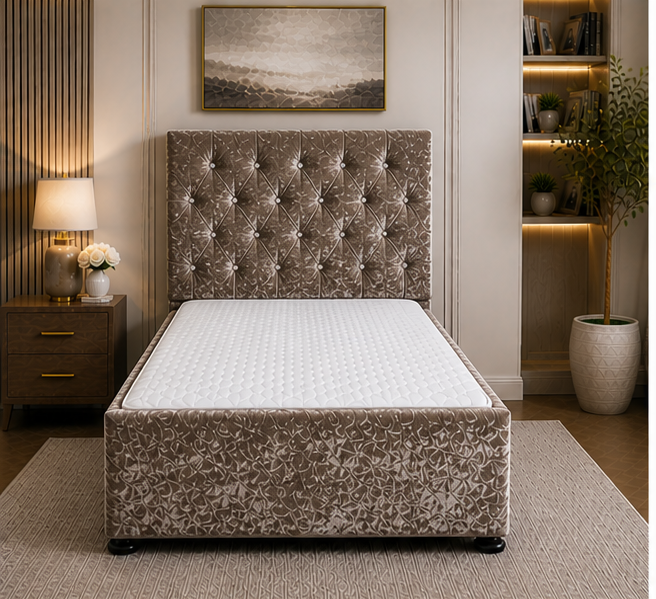 25 Soft Touch Fabric Single Ottoman Bed Frame - Image 1