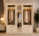 Door Wardrobe - Classic 5 Door Wardrobe with Mirror With 4 Long Drawers - Image 3