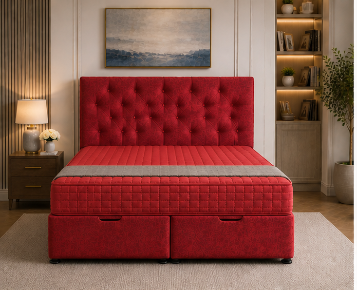 27 Premium Fabric Super King Size Ottoman Bed - Image 1