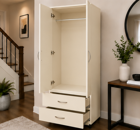 28 Space Saving Two Door Wardrobe with Two Drawers - Image 1