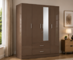 Wooden Wardrobe with One Mirror - Premium Storage Wardrobe with Two Drawers