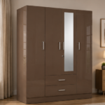 Wooden Wardrobe with One Mirror - Premium Storage Wardrobe with Two Drawers