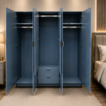 Elegant Deluxe Wooden Closet with Dual Mirrors - Royal Luxury 6 Door Wardrobe with 2 Mirrors & 2 Drawers