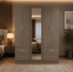 5 Door Wooden Wardrobe - 5 Door Wardrobe with 4 Drawers - Image 2