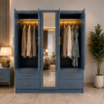 Deluxe 5 Door Wardrobe for Modern Bedrooms - Elegant Mirror - 4 Drawers - Image 3