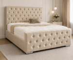 Beige King Size Bed - Modern Beige King Size Bed with Premium Finish
