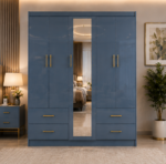 Deluxe 5 Door Wardrobe for Modern Bedrooms - Elegant Mirror - 4 Drawers - Image 2