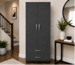 Double Door Wardrobe with Two Storage Drawers - Image 2
