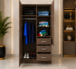 Compact 2 Door Wardrobe with Mirror and Drawer Storage - Wardrobe