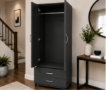 Double Door Wardrobe with Two Storage Drawers - Image 3