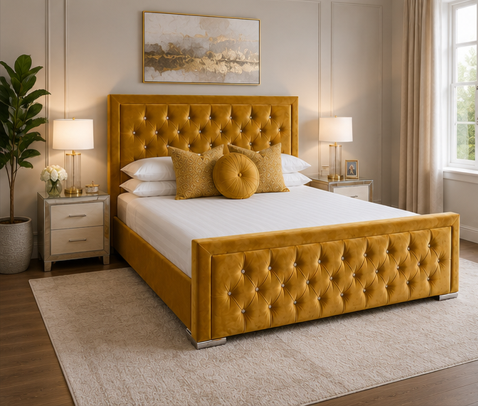 34242344 Hilton King Size Bed – Upholstered Luxury Bed - King Size Bed - Image 1