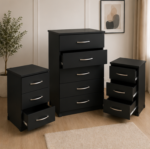Chest of 5 Drawers + 2 Bedside Tables - Chest of 5 Drawers with 2 side Tables - Image 3