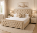 Hilton King Size Bed – Beige Premium Comfort Bed -  King Size Bed - Image 5