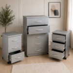 Chest of 5 Drawers & 2 Bedside Tables – Premium Home Storage - Grey Chest of 5 Drawers - Image 3