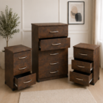 Chest of 5 Drawers - 2 Bedside Tables , Modern Compact Bedroom Set
