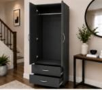 Double Door Wardrobe with Two Storage Drawers