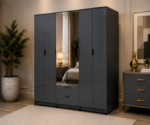 Modern Royal Wardrobe with Mirror Doors - Modern Classic 6 Door Wardrobe with Mirror Storage